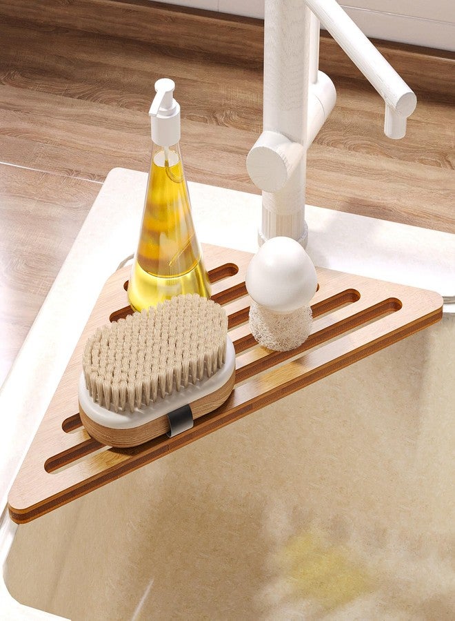 VERTORGAN Dish Drying Rack for Sink Corner,Over The Sink Bamboo Dish Drainer Drying Rack,Dish Drainer Mat for Kitchen,Sink Accessories(Natural) - Image 2